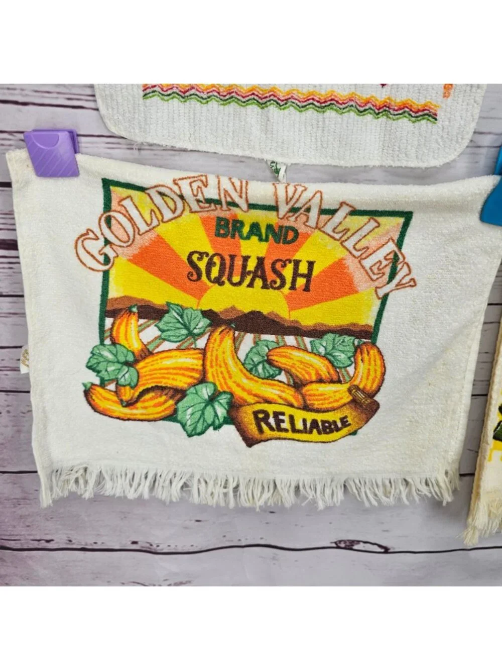 Vintage Kitchen Towels Set Of 4 Farmhouse Fruit & Vegetable Prints